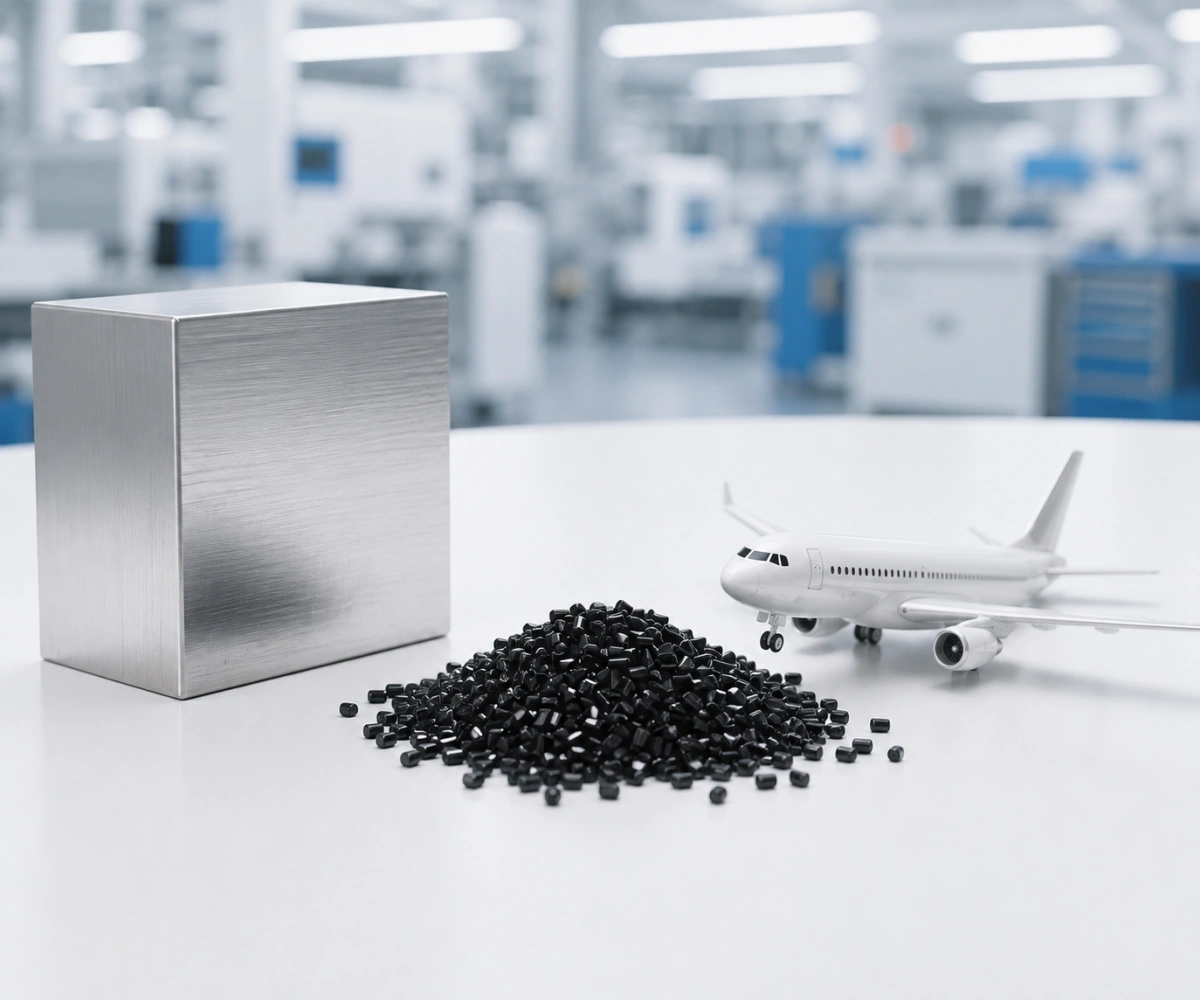 Aerospace-grade metal and polymer materials for CNC and molding