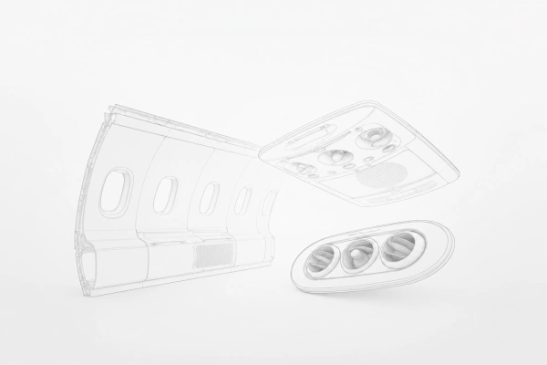 Aircraft cabin interior parts design concept with FAR 25.853 compliance