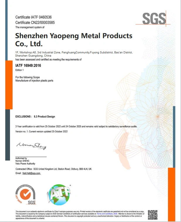 IATF 169492016 Certificate
