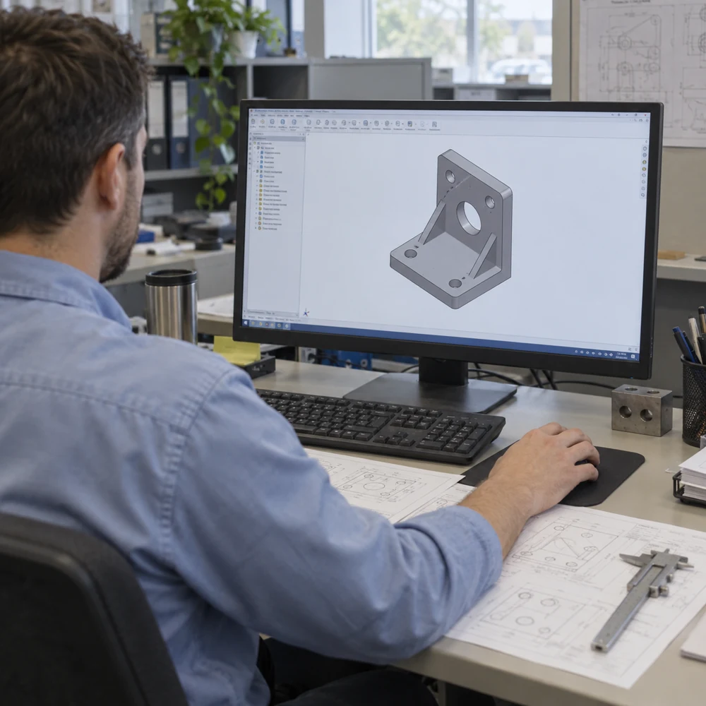 Engineer working on a CAD model