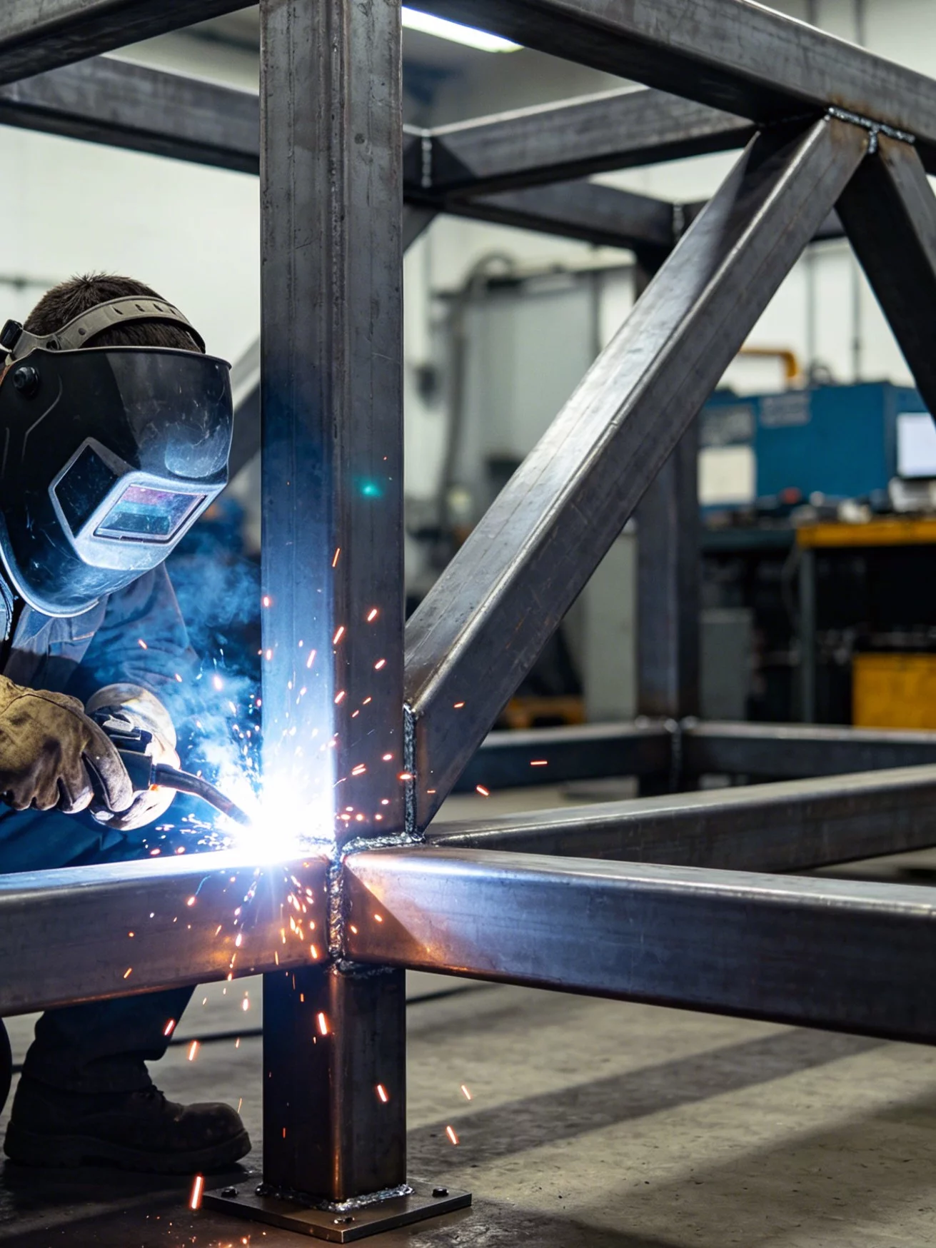 Welded equipment frames for industrial machinery